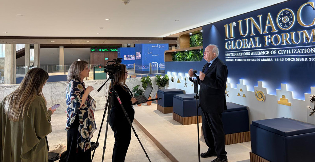 ميغيل موراتينوس الممثل السامي لتحالف الأمم المتحدة للحضارات، خلال حوار مع القسم الإعلامي بالأمم المتحدة، في العاصمة السعودية الرياض